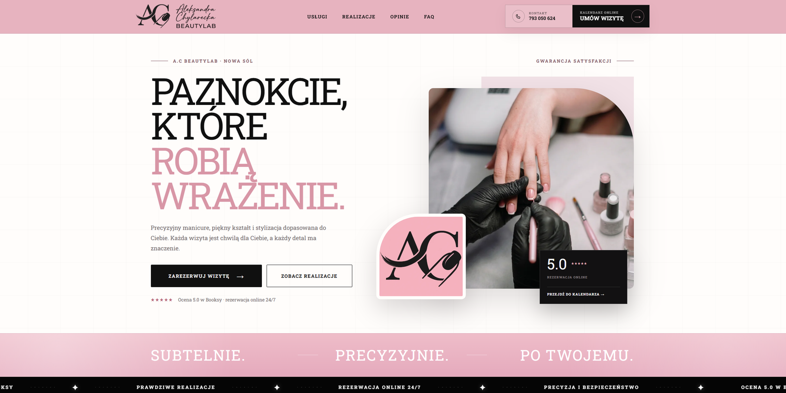 Strona internetowa BeautyLab